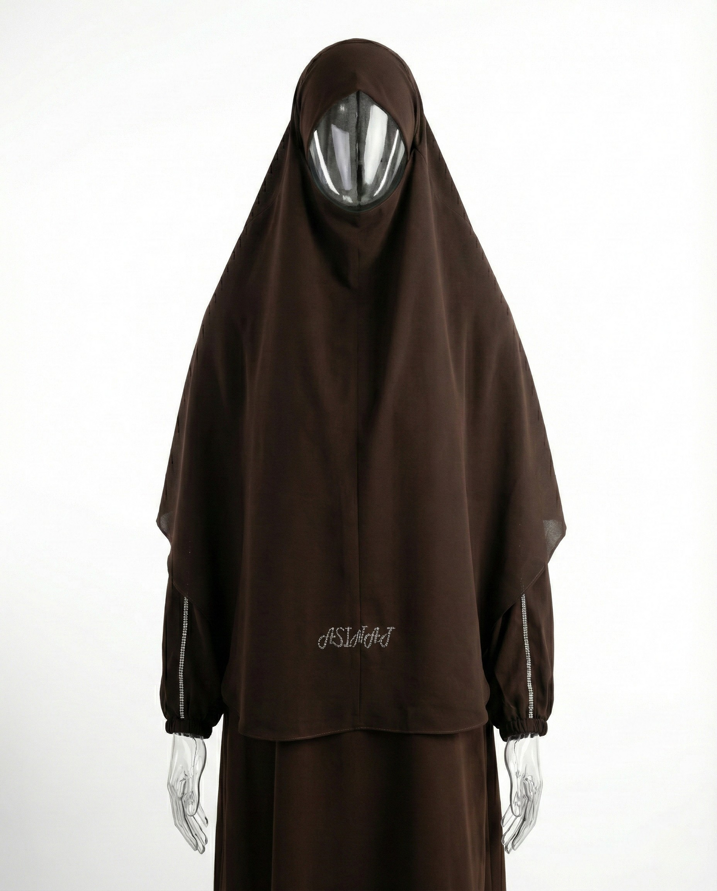 Jilbab Premium Strass -2 Pièces– Brun Intense
