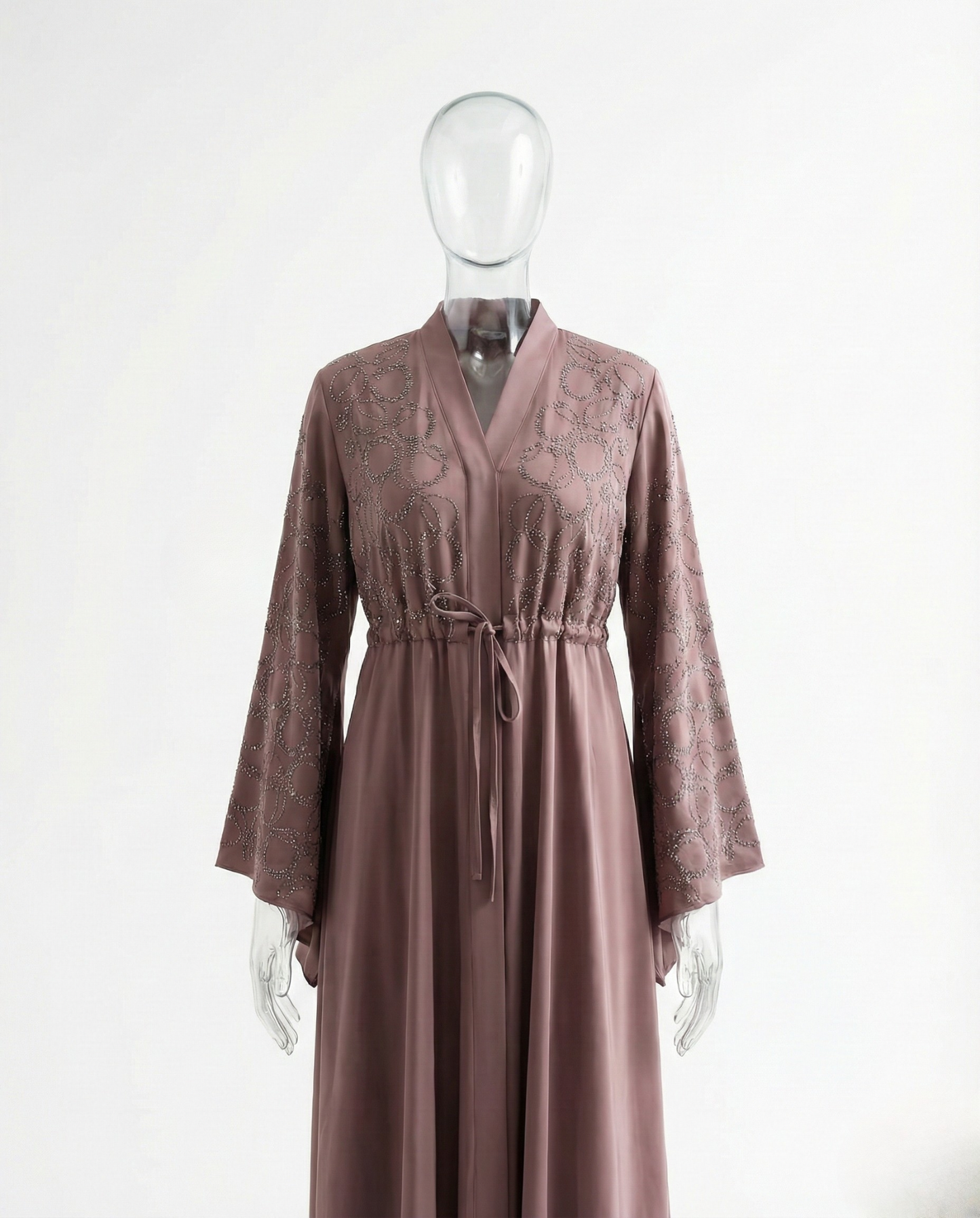 Abaya de luxe avec Perles – Rose Taupe