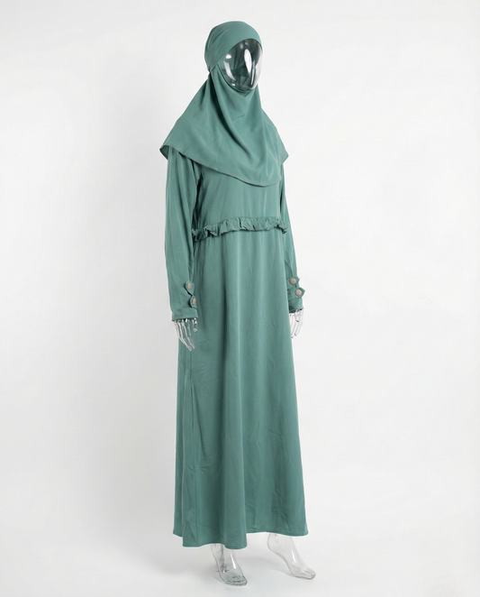 Abaya Premium Volants – Vert Sauge
