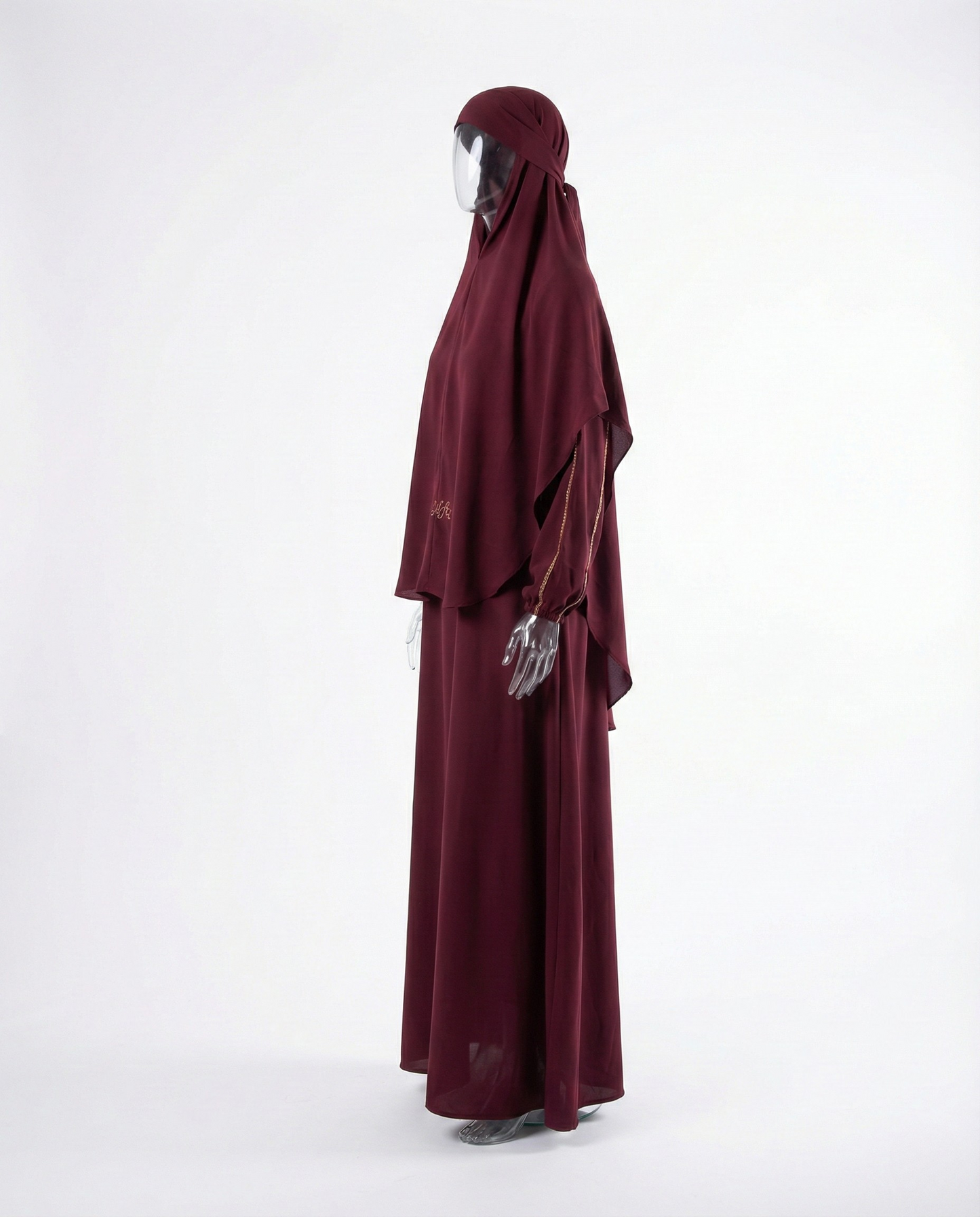 Jilbab Premium 2 Pièces Doré – Bordeaux Royal