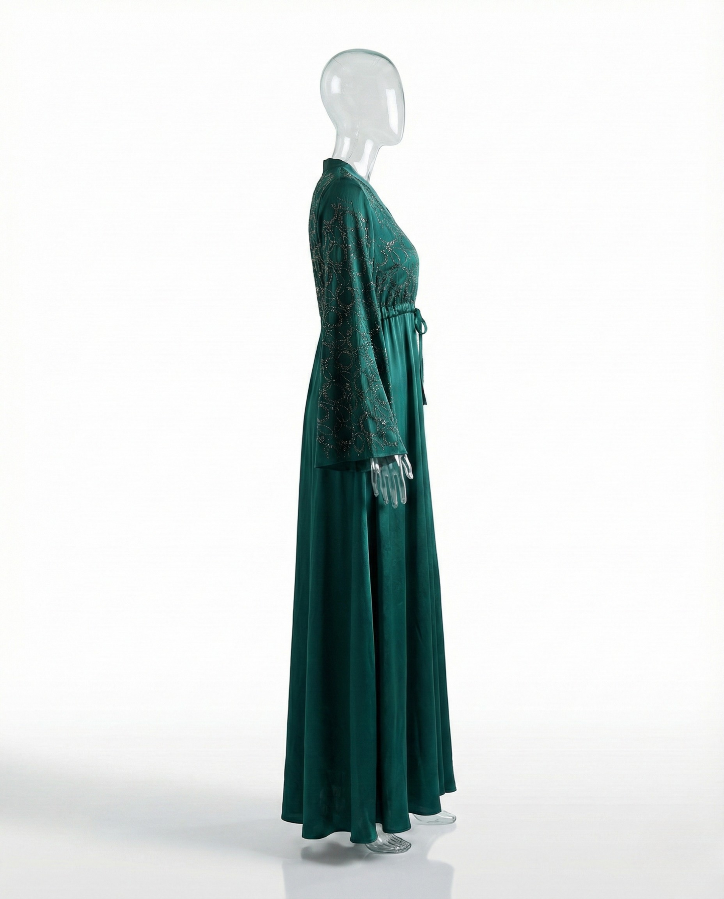 Abaya Kimono Perles – Vert Émeraude