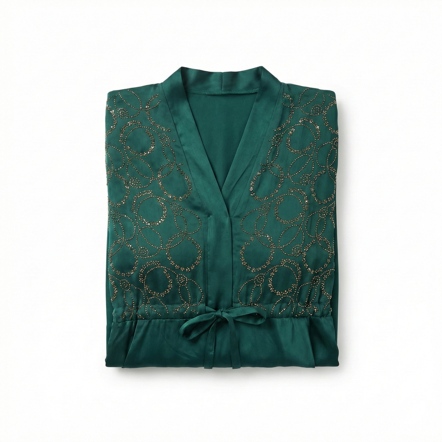 Abaya Kimono Perles – Vert Émeraude