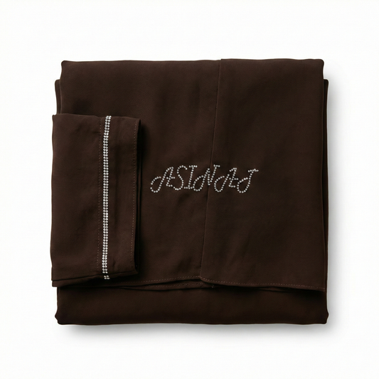 Jilbab Premium Strass -2 Pièces– Brun Intense