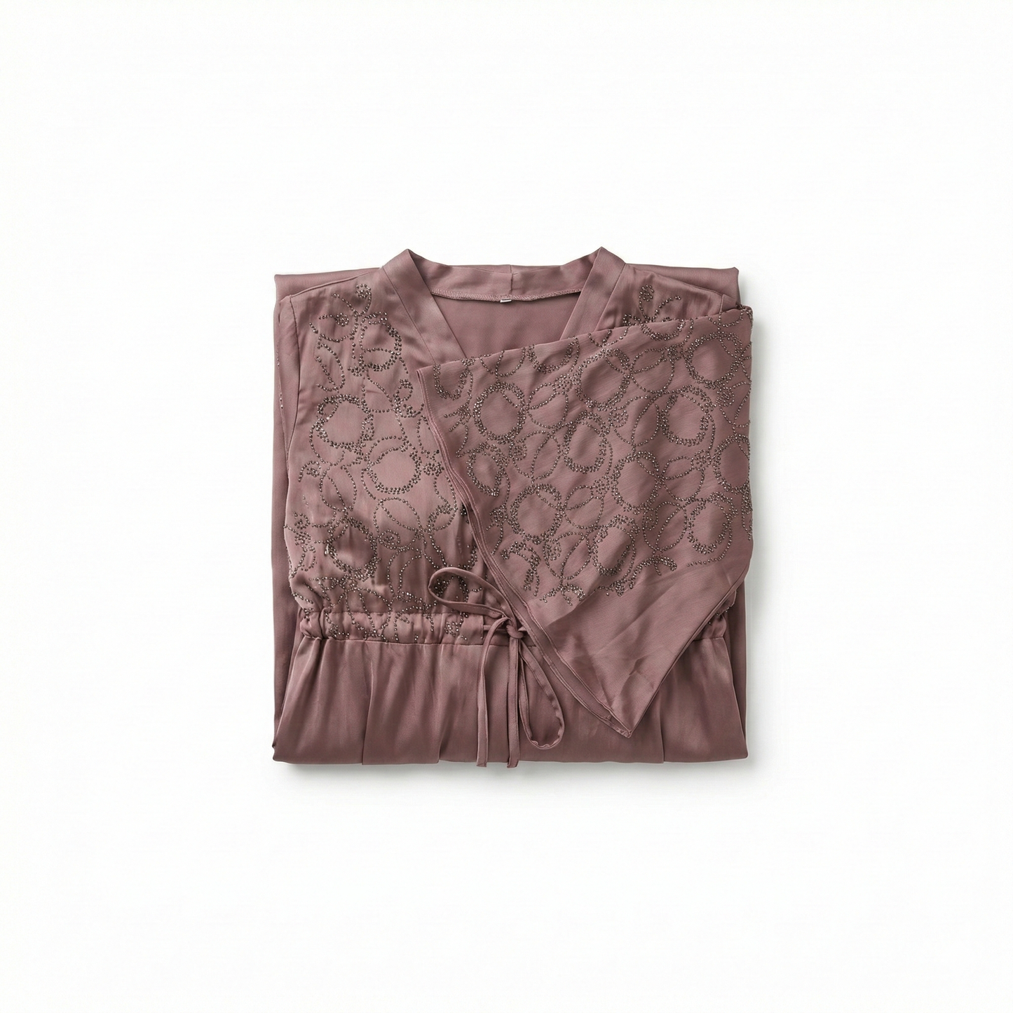 Abaya de luxe avec Perles – Rose Taupe