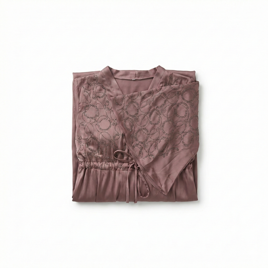 Abaya de luxe avec Perles – Rose Taupe