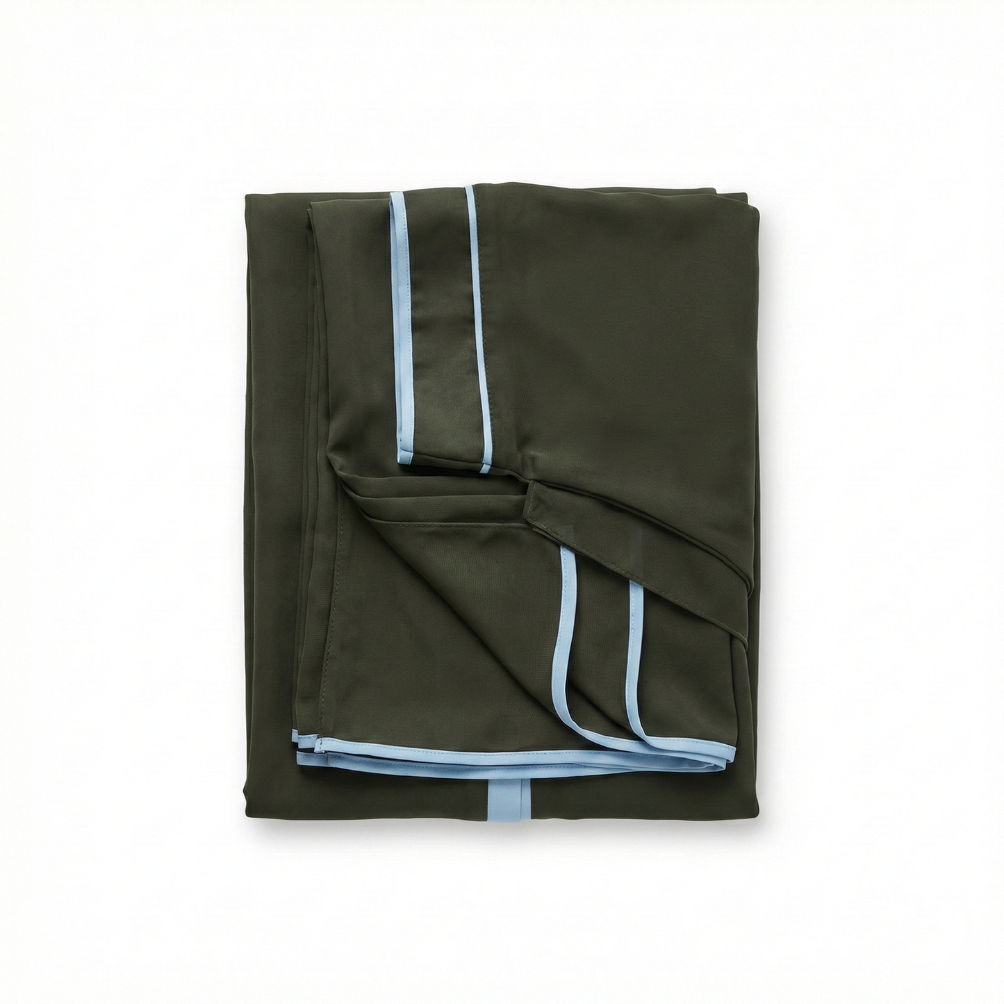 Abaya Premium Liseré Céleste – Vert Olive