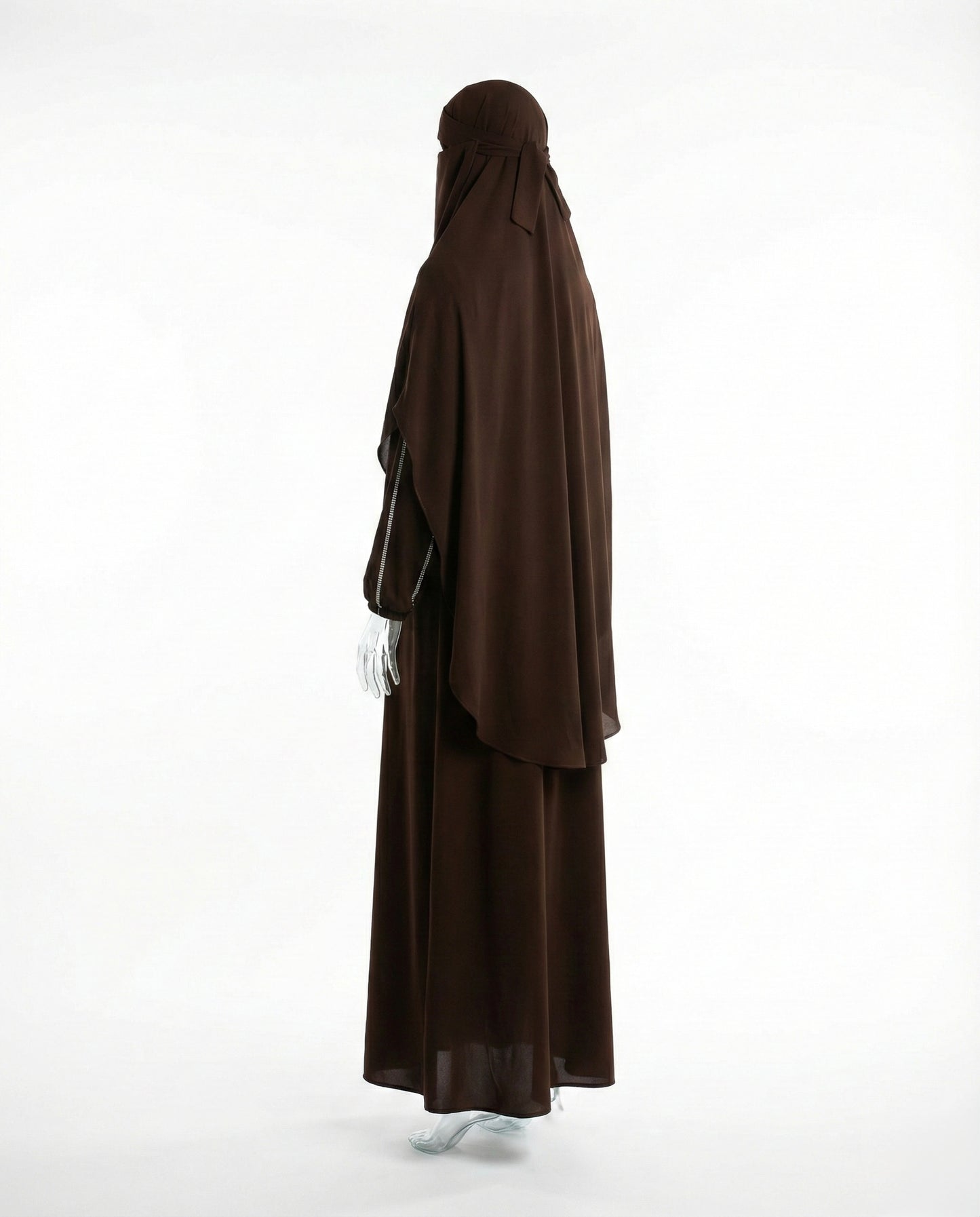 Jilbab Premium Strass -2 Pièces– Brun Intense