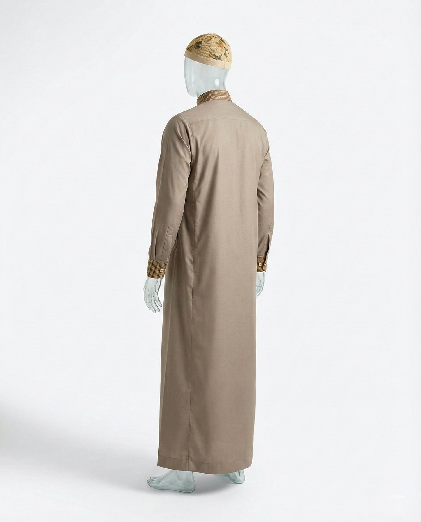 Qamis Signature Sable – Col Texturé Caramel