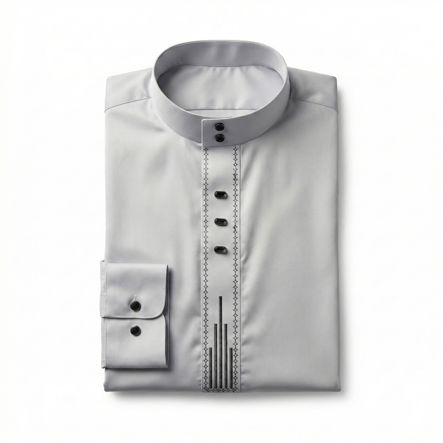 Qamis Signature Blanc Perle – Broderie Noire