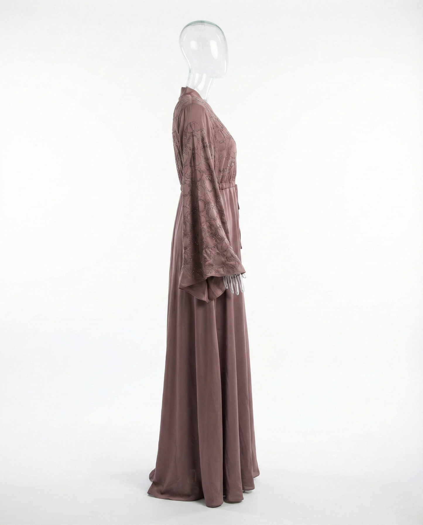 Abaya de luxe avec Perles – Rose Taupe