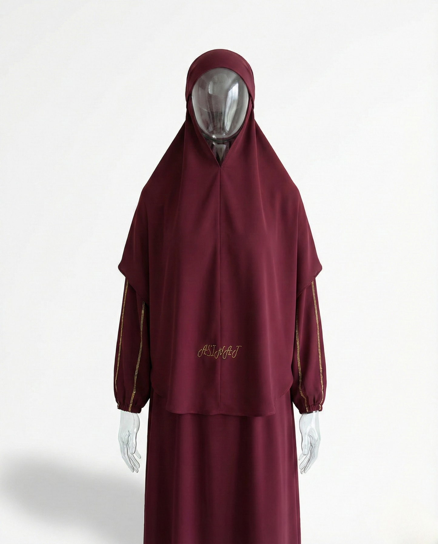 Jilbab Premium 2 Pièces Doré – Bordeaux Royal