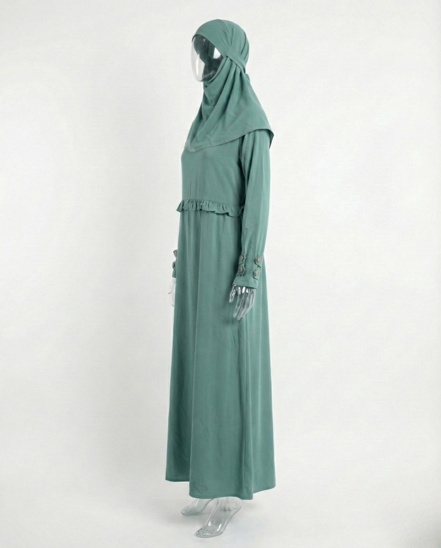 Abaya Premium Volants – Vert Sauge