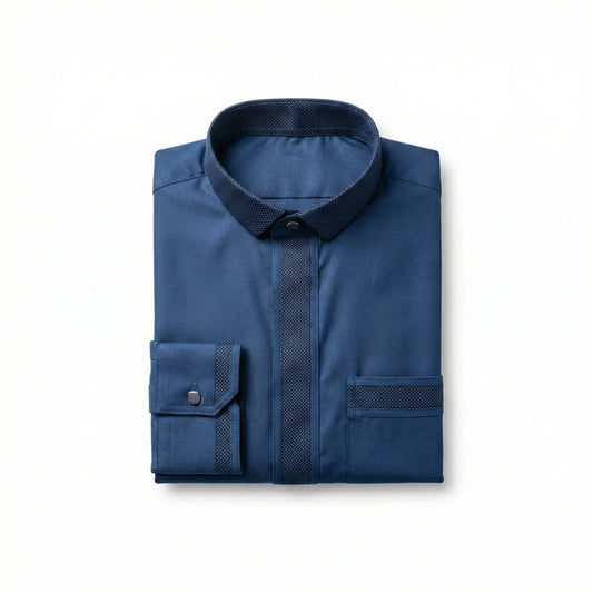 Qamis Signature Bleu Nuit Texturé